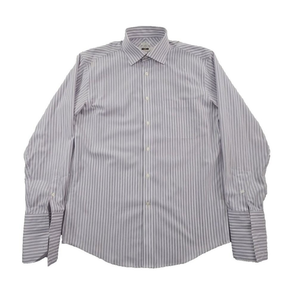 Joseph Abboud Shirt Men's 15 1/2 - 35 Purple Stripe Egyptian Cotton No Iron EUC